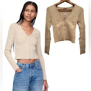 Plaited Rib Crop Cardigan